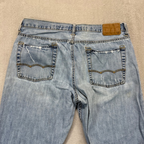 American Eagle Jeans Mens 36x34 Blue Bootcut Light Wash Denim Casual Preppy - Picture 11 of 14
